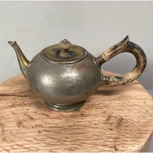 ⚫️ Vintage & Maybe Antique? -  Metal & Wood Crafted Tea Pot - Unique - Rare Old